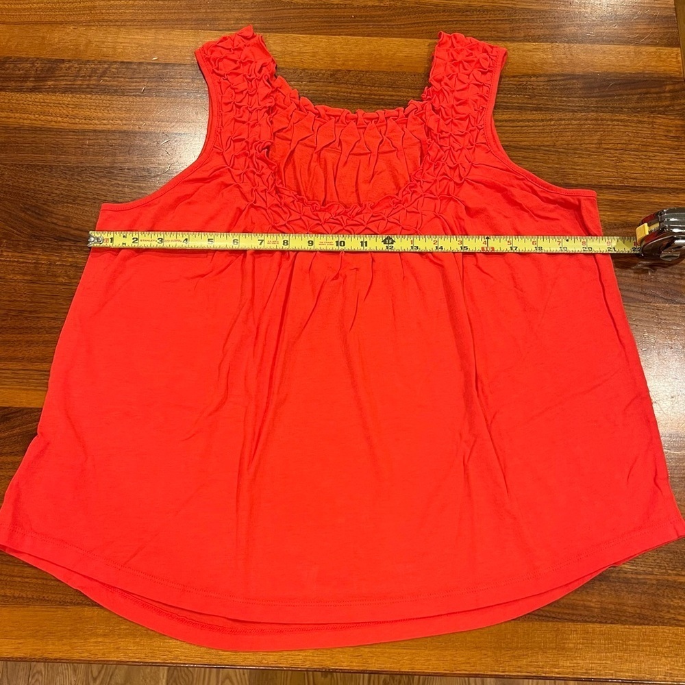 Anthropologie Maeve Justine Smocked Coral Scoop Neck Tank Top Blouse Ruffles XS - Picture 12 of 13